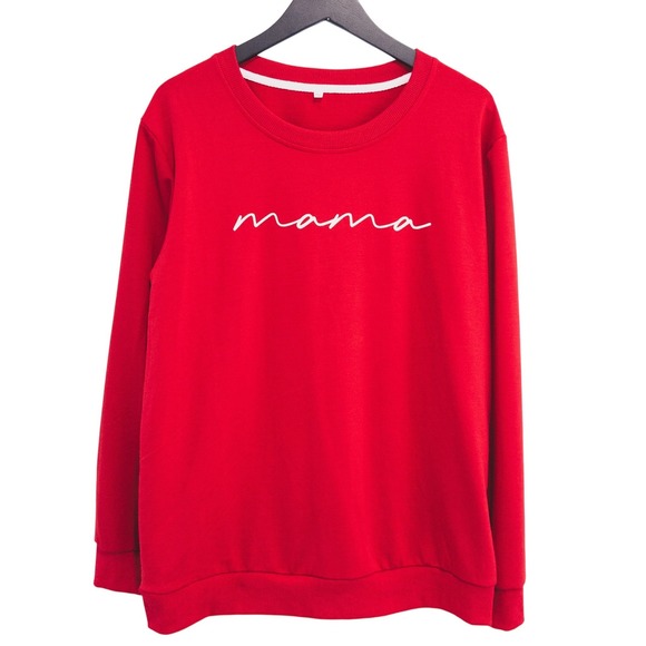 Tops - Mama Sweatshirt Women 2XL Red Graphic‎ Script Pullover Mom Life Gift for Mom